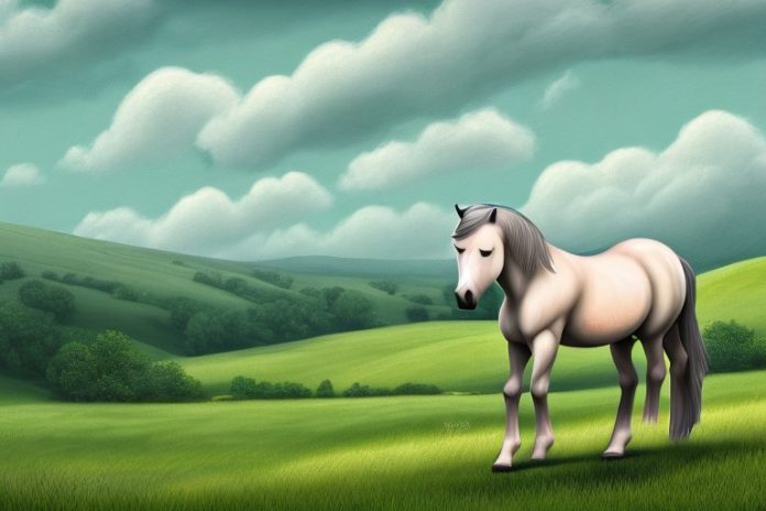 A dartmoor pony horse in a rural landscape