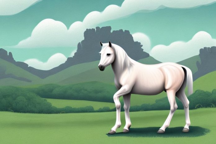 A dartmoor pony horse in a scenic landscape of hartbeespoort