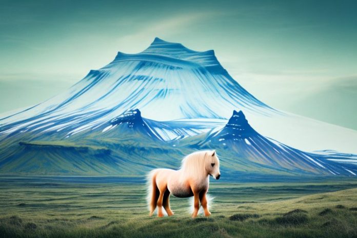 An icelandic horse in a rural landscape
