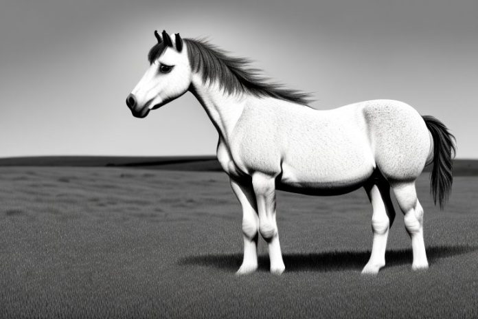 A dartmoor pony horse standing in a field in george