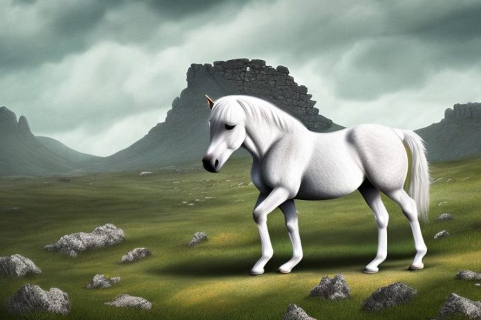 A dartmoor pony horse in a rural landscape in paarl