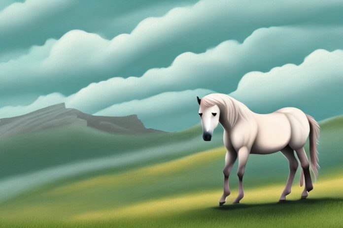 A dartmoor pony horse in a scenic landscape