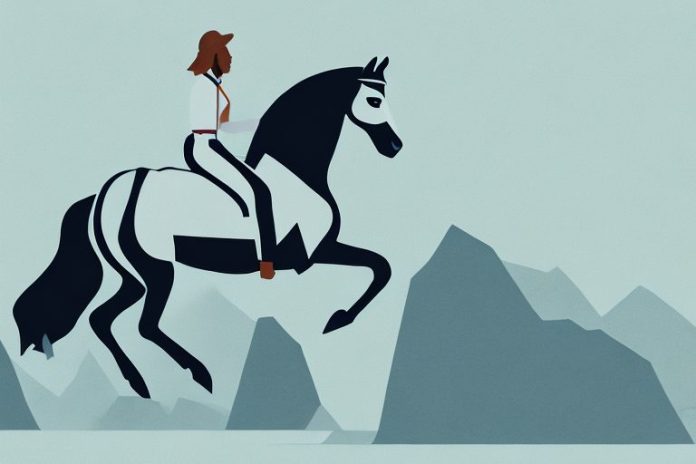 A horse riding through the rocky mountains in durban