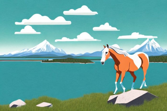A horse in the rocky mountains
