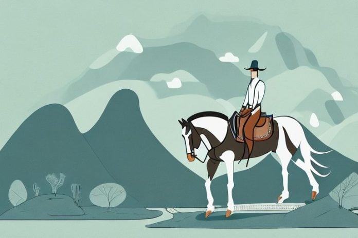 A horse and rider in a mountainous landscape in tongaat