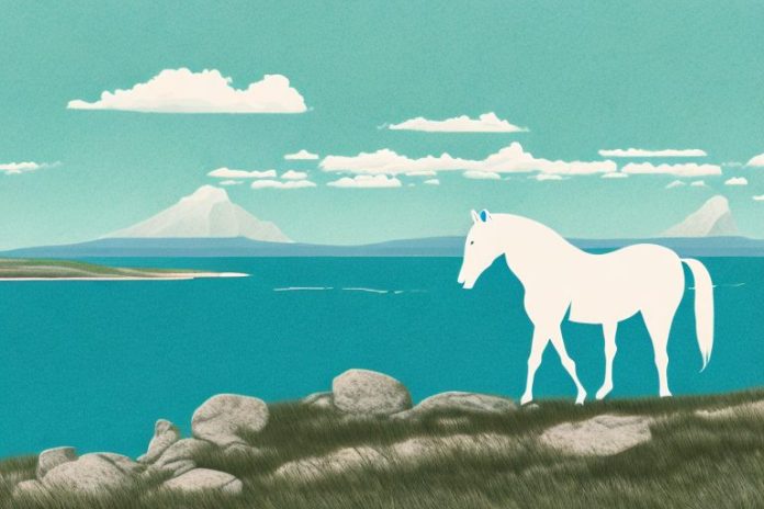 A horse in the rocky mountains