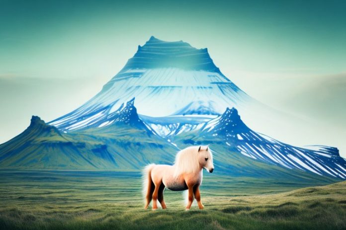 An icelandic horse in a rural landscape