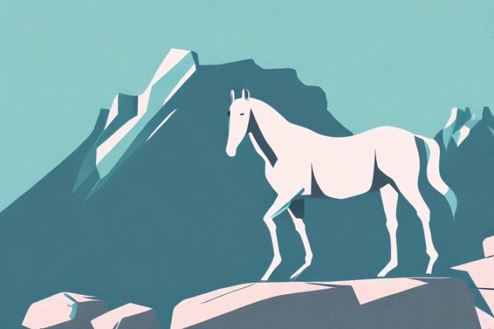 A horse standing in the rocky mountains of soweto