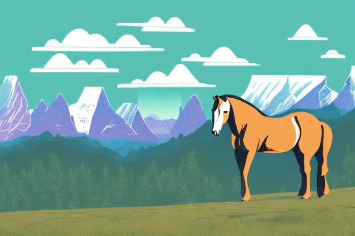 A horse in the rocky mountains