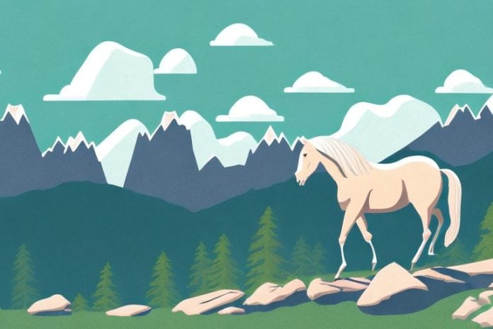 A horse in the rocky mountains