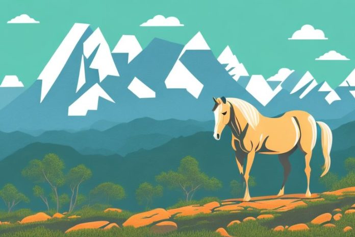 A horse in the rocky mountains