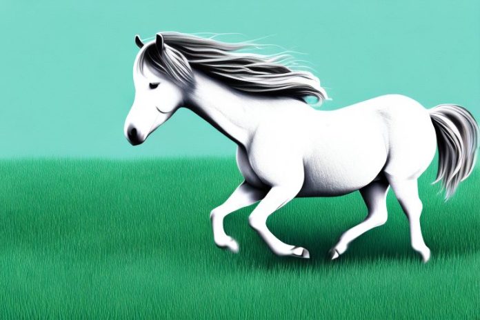 An icelandic horse galloping through a grassy field in kempton park