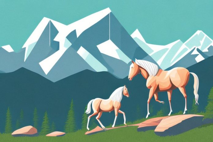 A horse in the rocky mountains
