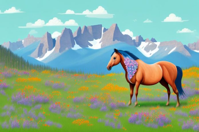 A horse in the rocky mountains