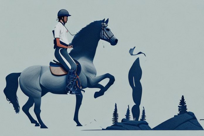 A horse and rider in the rocky mountains of the western cape