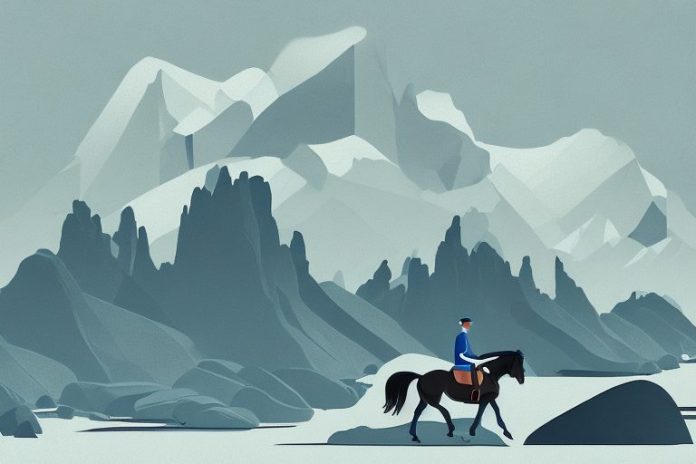 A horse riding through the rocky mountains of simon's town