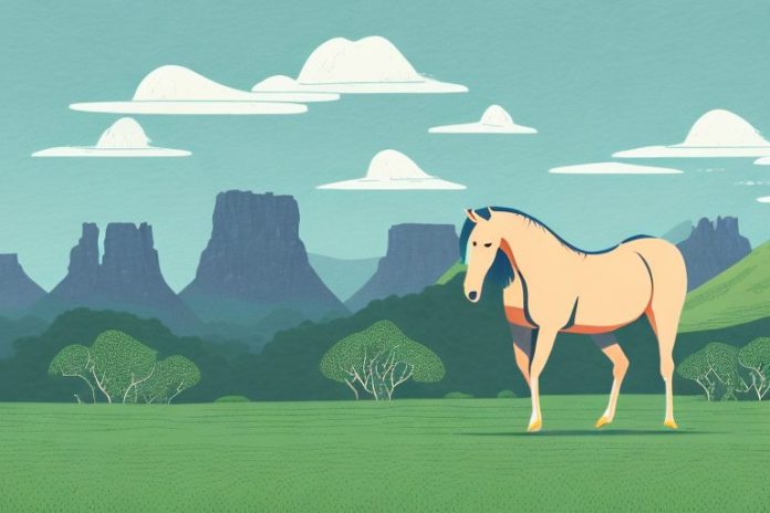 A horse in a scenic landscape of mpumalanga
