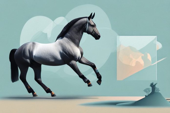 A dutch warmblood horse galloping in a picturesque landscape in port shepstone