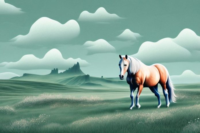 A horse in a landscape of icelandic countryside