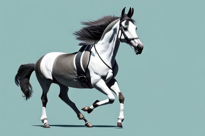 A dutch warmblood horse galloping through the umhlanga landscape