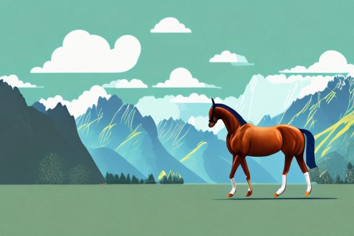 A dutch warmblood horse in a scenic landscape