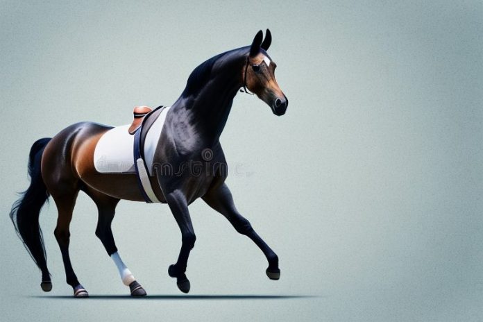 A dutch warmblood horse in a riding arena in king william's town