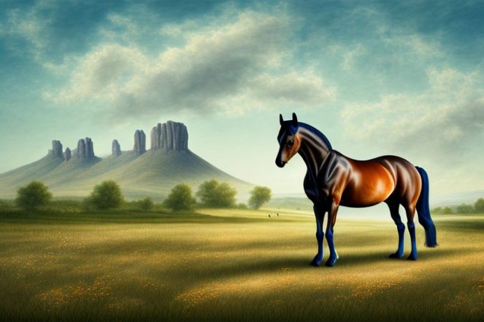 A dutch warmblood horse in a field in the free state