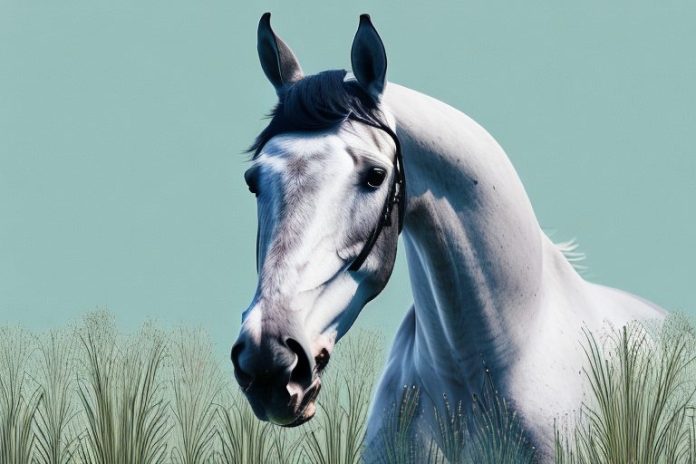 A dutch warmblood horse in a field in parys