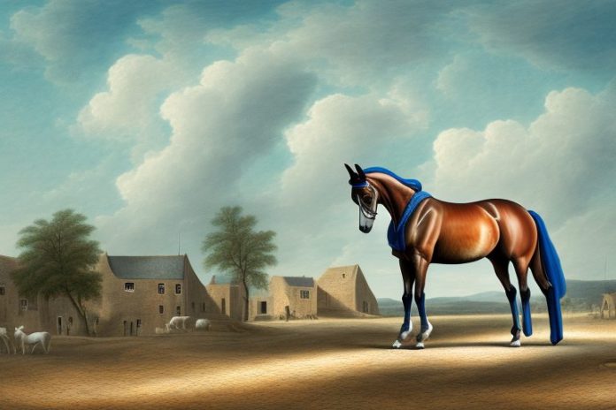 A dutch warmblood horse in a bethlehem landscape