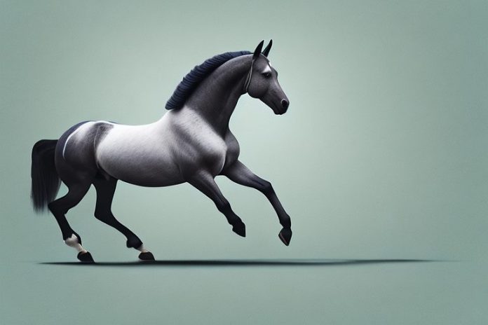 A dutch warmblood horse galloping through a scenic mpumalanga landscape