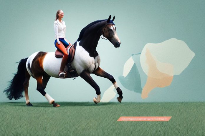 A dutch warmblood horse being ridden in a field in ermelo