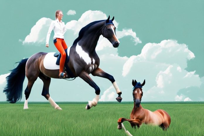 A dutch warmblood horse being ridden in a field in barberton