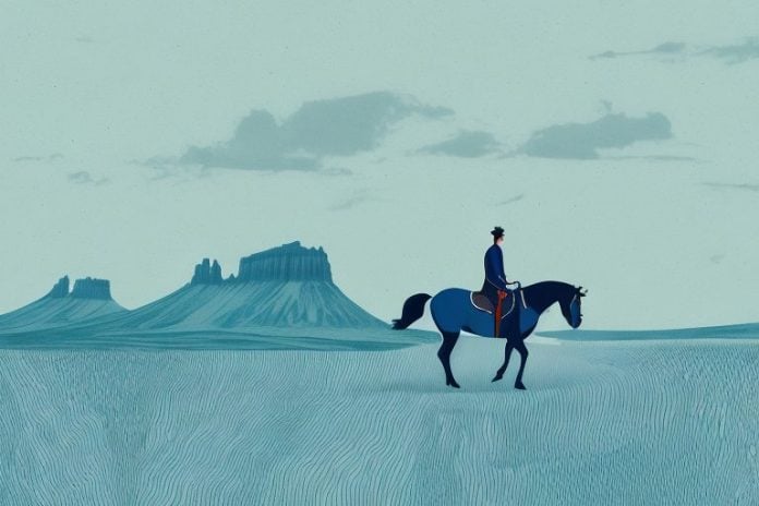 A horse and rider in the icelandic landscape