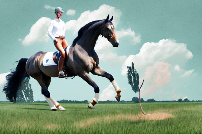 A dutch warmblood horse being ridden in a field in warrenton