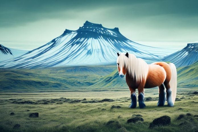 An icelandic horse in a rural landscape