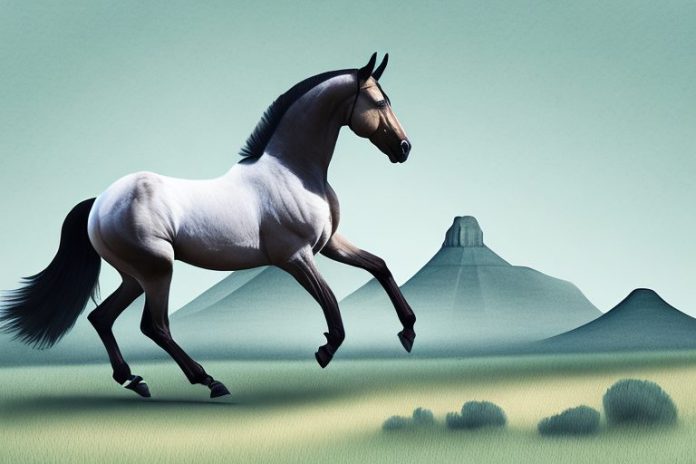 A dutch warmblood horse galloping through a landscape in the western cape