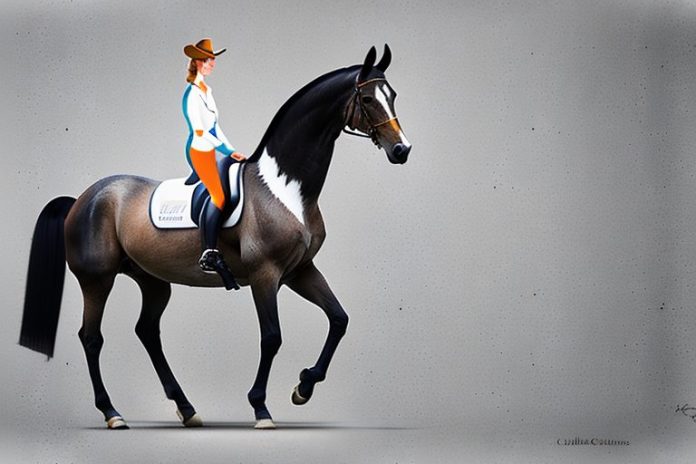 A dutch warmblood horse in a riding arena in stellenbosch
