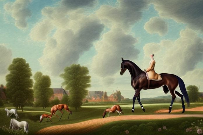 A dutch warmblood horse being ridden in a worcester landscape