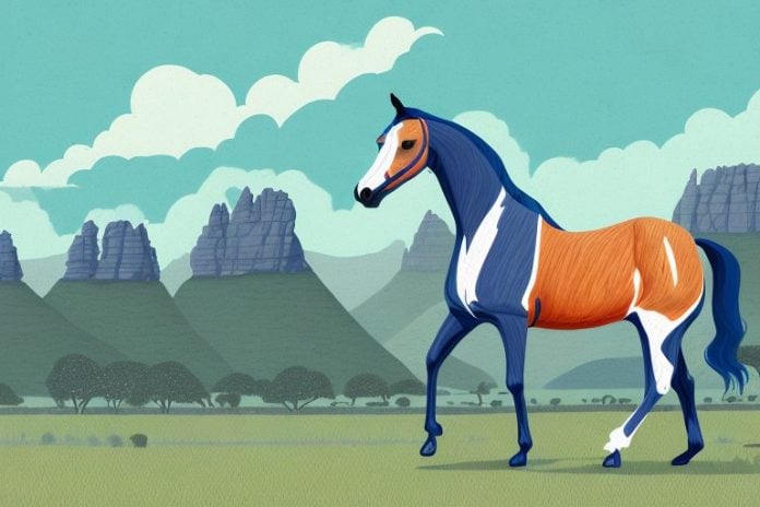 A dutch warmblood horse in a scenic landscape in knysna