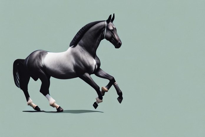 A dutch warmblood horse galloping through the countryside of oudtshoorn