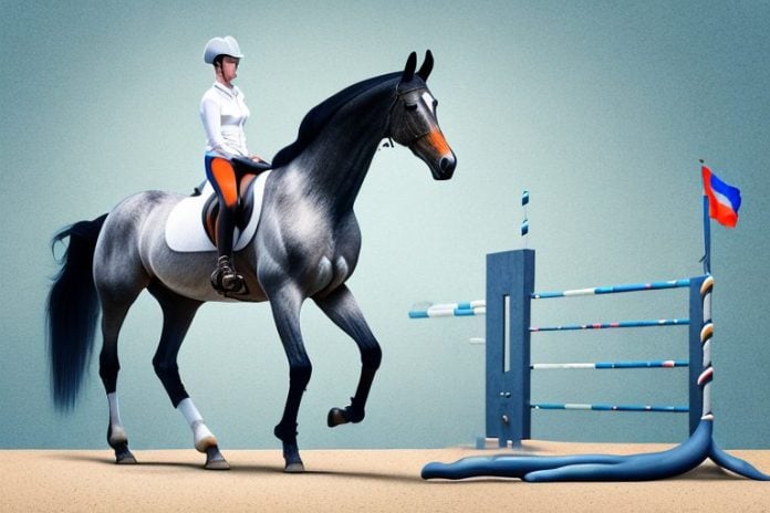 A dutch warmblood horse in a riding arena in simon's town