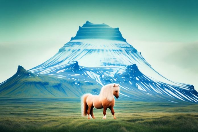 An icelandic horse in a rural landscape