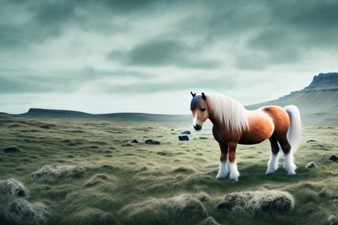 An icelandic horse in a rural landscape in brits