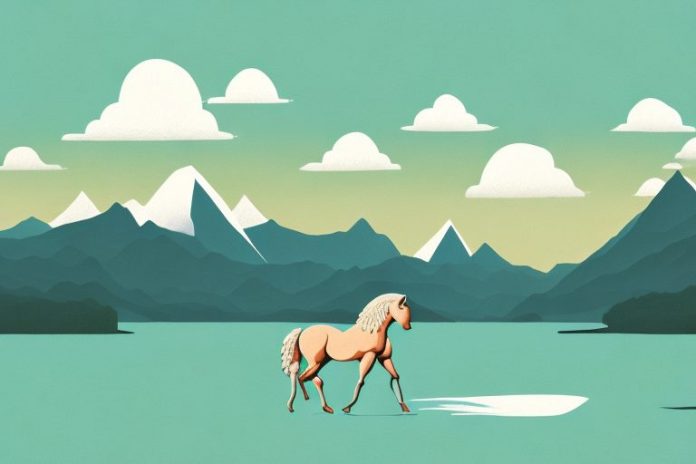 A horse in a scenic landscape