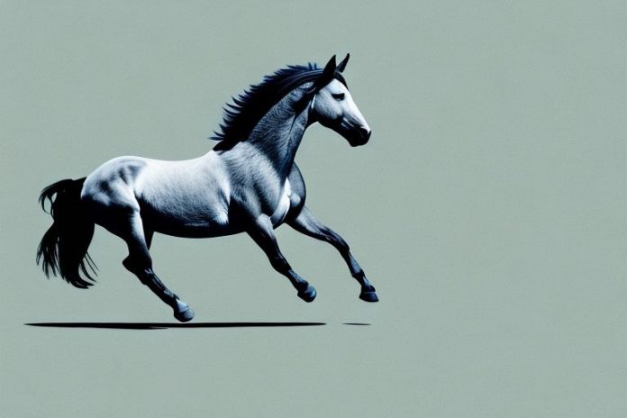 A mustang horse galloping through a landscape in welkom
