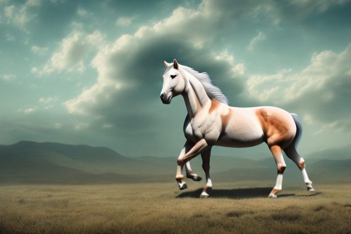 A mustang horse in a rural landscape
