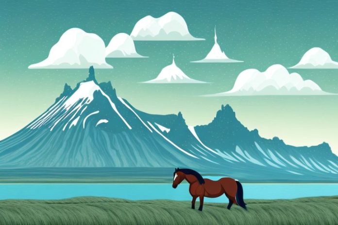 A horse in a scenic icelandic landscape
