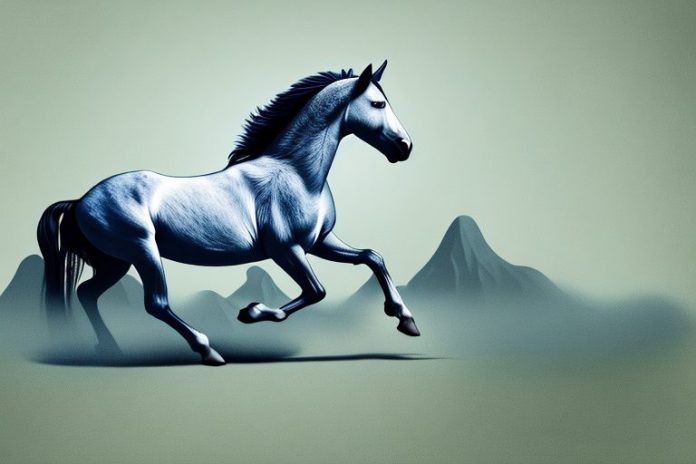 A wild mustang horse running through the hills of barberton