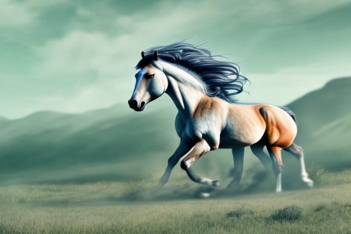 A wild mustang horse in a natural landscape