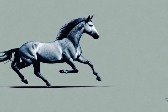 A mustang horse galloping through the de aar landscape
